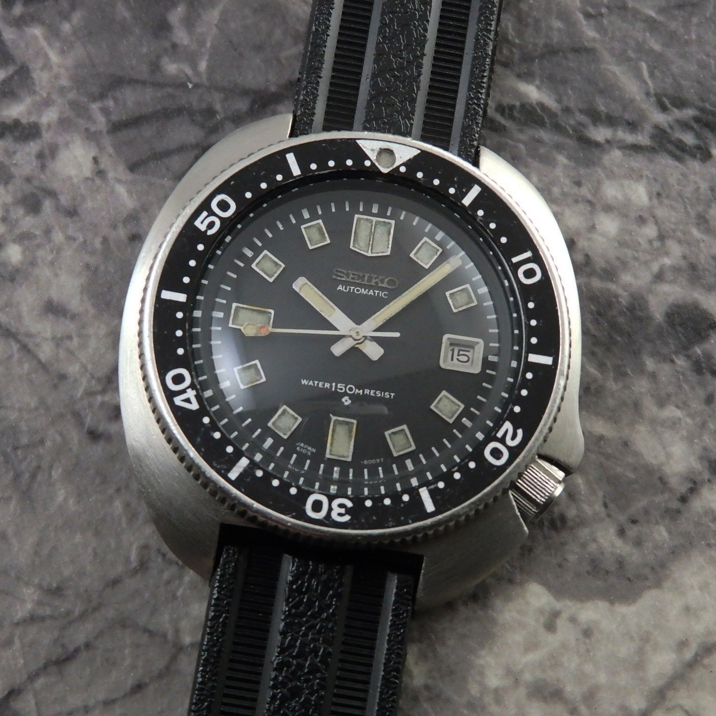 SEIKO セイコー セカンドダイバー 1971年製 150M 植村モデル 自動巻き メンズ 腕時計 黒文字盤 ウレタンバンド 6105-8110