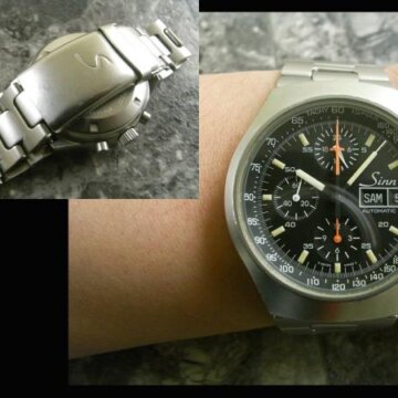 SINN 157 初期トリチウム AUTOMATIC表記 貴重Lemania 5100搭載 クロノグラフ ディスコンモデル ブレス付 背面