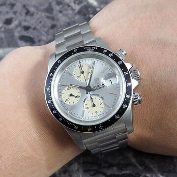TUDOR CHRONO TIME Small Block Ref.79260 1996 OYSTER DATE 希少 クリームインダイアル 試着イメージ
