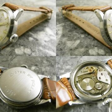 チュードル・TUDOR アンティーク オイスター 希少タイプ 飛びアラビア×クサビ スモセコ 側面 リューズ