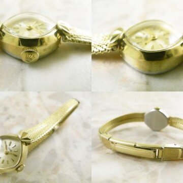 チュードル・TUDOR アンティーク レディースウォッチ ゴールドカラー 希少タイプ 側面 リューズ