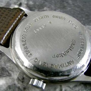 ゼニス 2トーンダイヤル スモールセコンド ミリタリーウォッチZENITH 側面 リューズ